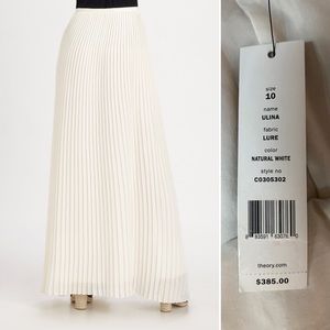 NEW Theory off white pleated long A-line skirt